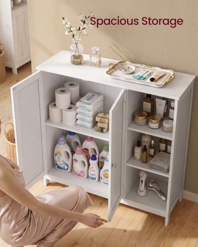 VASAGLE Bathroom Floor Cabinet,3 Adjustable Shelves, Cloud White - Image 5