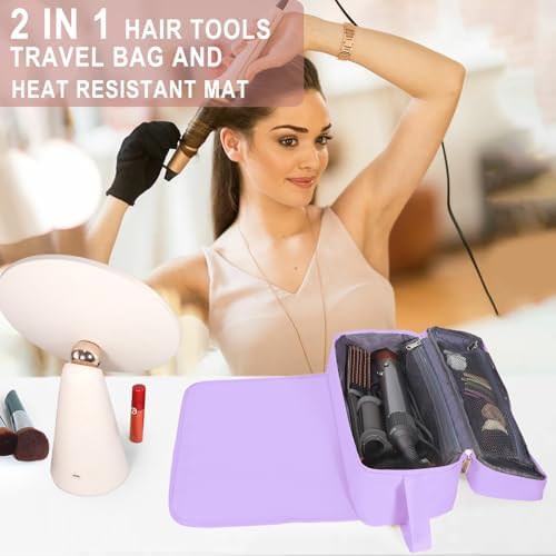 Hair Tools Travel Bag with Heat Resistant Mat Hair Styling Accessories Storage Case for Hair Dryer Flat Iron Straightener Curling Iron Haircare Accessories Travel Essentials for Women - Image 7