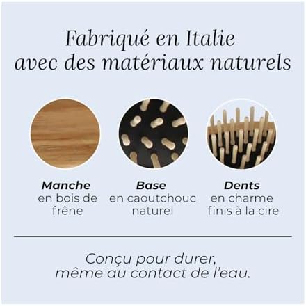 TEK | Oval Wooden Hair Brush with Short Pins in Natural Ash Wood, Ideal for Detangling, Styling and Daily Care of all Type of Hair | 17.5x4.7cm | Handmmade in Italy - Image 3