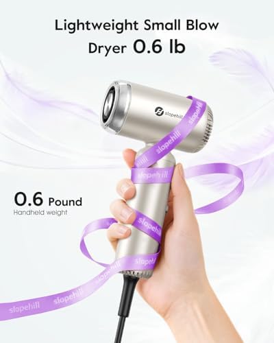 slopehill Dual Voltage Travel Hair Dryer with Diffuser, Ionic, 1500W, Gold - Image 5