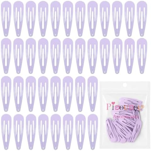 40 Counts Colorful Metal Snap Hair Clips 2 Inch Barrettes for Women Accessories (light purple) by PIDOUDOU