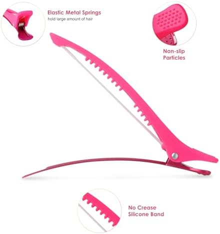 AIMIKE Neon Hair Clips, 12 Pcs Professional Sectioning and Cutting Clips for Hairdressers - 4.3" Long Duck Billed Rollers for Styling - Image 3