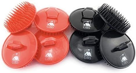 G.B.S Easy to Hold Hair Scalp Shampoo Brush Scrubber, 4 Black, 4 Red, Pack of 8 by GentsFineGroomingProducts
