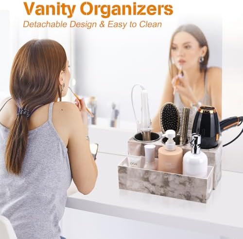 GFWARE Hot Hair Styling Tool Organizer with 3 Stainless Steel Cups, Marble - Image 3