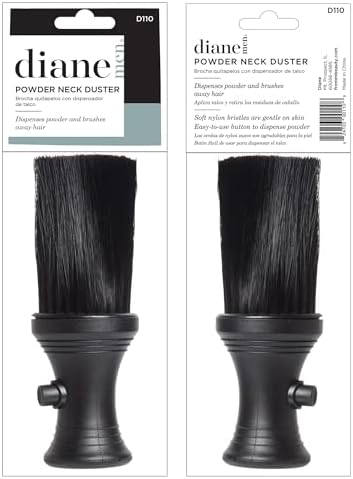 Diane Neck Duster Brush for Hair Cutting, Removes Loose Hair from Neckline and Ears, Barber Supplies and Salon Accessories, Soft Nylon Bristles, Stand Up Base, 6.25” wtih Powder Dispenser - Image 4