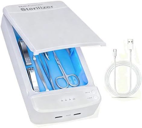 Nail Tool Sterilizer Box, ALLGLAM USB Portable Sterilizing Box for Nail Manicure Tools, Beauty Tweezers, Tattoo,Mobile Phone Cleaning (White) by ALLGLAM