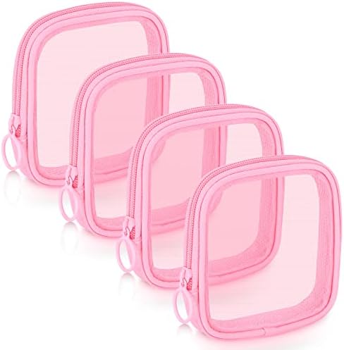 Weewooday 4Pcs Mesh Makeup Bag, Pink, Small, Classic by Weewooday