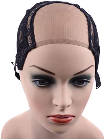 YANTAISIYU 4X4 Inch U Part Swiss Lace Wig Cap for Making Wigs with Adjustable Straps on the Back Glueless Hairnets (Black XL) - Image 4