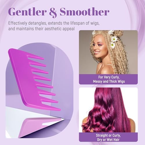 Stylemate Wig Brush Comb Set, 3pcs Professional Styling Extension Brush Kit with Travel Size for Human and Synthetic Hair Smoothing Parting Section - Image 4
