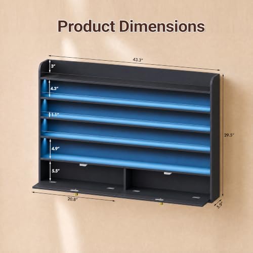 Wood Nail Polish Rack with Cabinet, 5-Tier Nail Polish Display Shelf, Black - Image 2