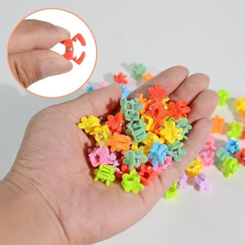 Mini Flower Hair Clip Flower Clips,Colorful Mini Hair Claw,for Women, Girls,Baby, Toddler Bangs Strong Grip Small Tiny Rainbow Hair Clips (50, Assorted) - Image 4