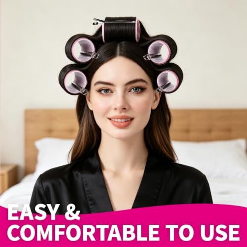 Teenitor 18pcs Hair Rollers Set Pink Hair Rollers for Women and Hair Clips - Image 4