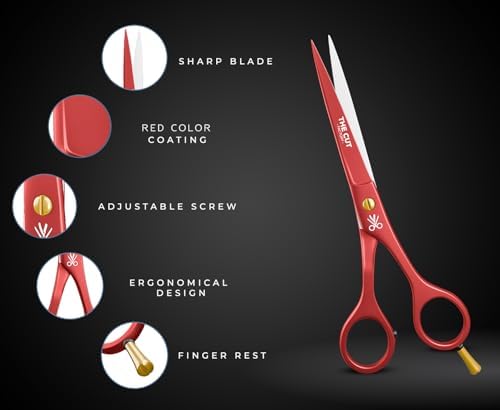 The Cut Factory- 6.5” Professional Hair Scissors - High Carbon 420 Stainless Steel Hair Cutting Scissors, Ultra-Sharp Barber Shears for Salon & Home (RED) - Image 3