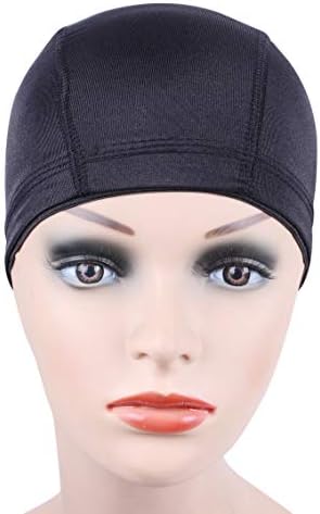 YANTAISIYU 2 Pcs/Lot Black Dome Cap Wig Caps Stretchy Wig Cap with Wide Elastic Band for Making Wig (Dome Cap L) - Image 3