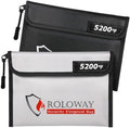 ROLOWAY Fireproof Bag (9.6 x 6.6 inches) 5200℉ Heat Insulated, Fireproof Money Bag with Zipper for Cash (2-Pack) by ROLOWAY