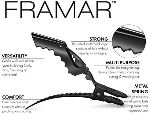 FRAMAR Black Alligator Clips For Hair Styling 10 Pack, Hair Clip For Women - Image 2