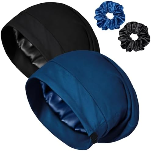 Satin Bonnets for Sleeping Adjustable Silk Lined Bonnet Sleep Cap Hair Wrap by ROYBENS