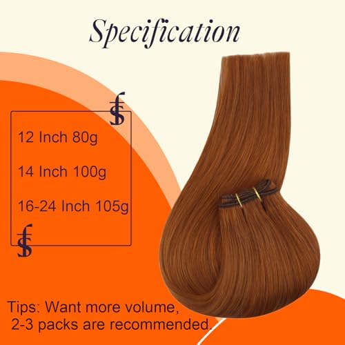 Full Shine Invisible Weft Hair Extensions Human Hair Sew In 16 Inch 105g - Image 4