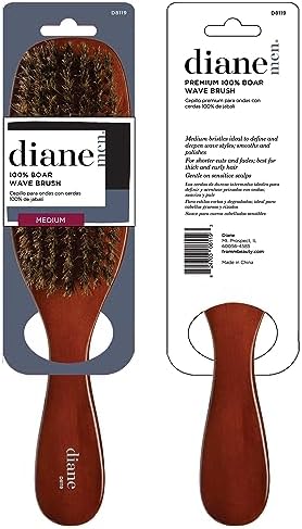 Diane Premium 100% Boar Bristle Wave Brush for Men, Wood Handle - Image 6