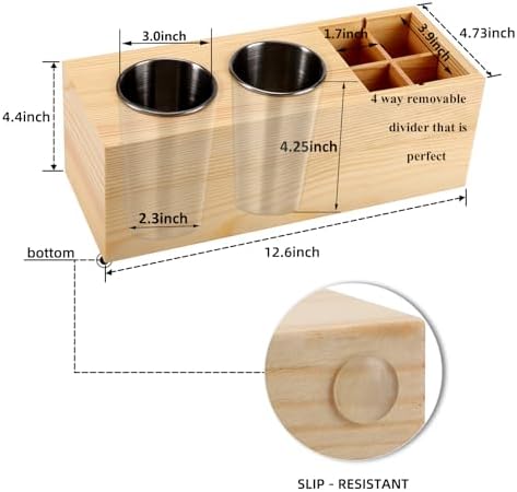 Hair Dryer Holder and Tool Organizer, Wood, Log Color - Image 2
