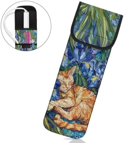 Ohuysud Curling Iron Storage Bag Heat Resistant Travel Bag Neoprene Pouch for Curling Iron Cat Irises Large Capacity Flat Neoprene Curling Iron Straightener Bag - Image 2