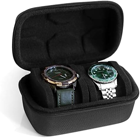 Watch Travel Case for Men and Women Portable Single Watch Storage box and Organizer for Wristwatches and Smart Watches (Black（2 slot）) by Besforu