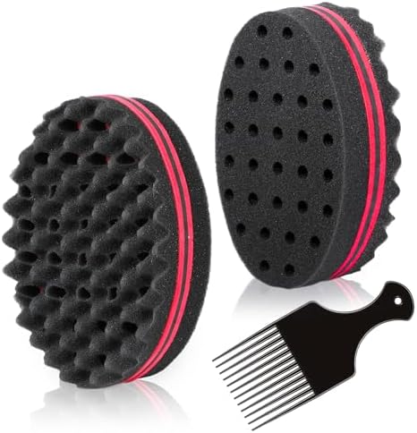 Magic Twist Hair Sponge, Barber Hair Brush Sponge, Styling Tool For Afro Curl, Coils, Dreadlocks (2 PACK) by BEBIGEDDIE