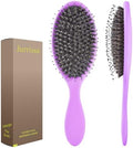 Boar Bristles Hair Brush for Women and Men, Detangling Hair Brush for Smoothing Massage Add Shine, Nylon&Boar Bristles Detangler brush for Hair Healthy (1 Pack-Purple) by aestheticspracticality