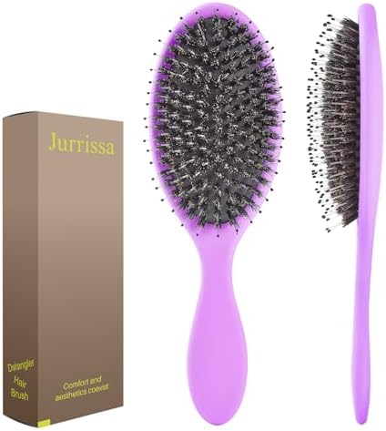 Boar Bristles Hair Brush for Women and Men, Detangling Hair Brush for Smoothing Massage Add Shine, Nylon&Boar Bristles Detangler brush for Hair Healthy (1 Pack-Purple) by aestheticspracticality