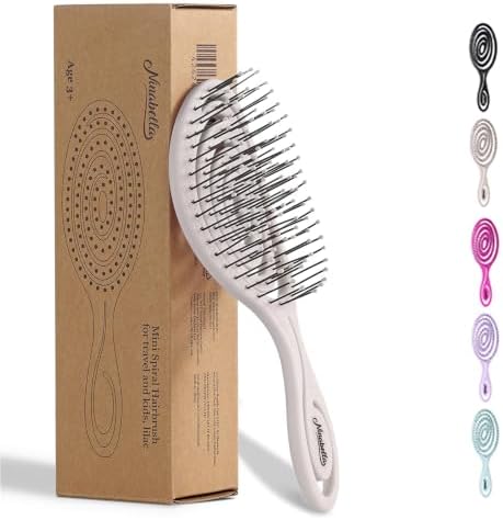 Ninabella Mini Detangler Brush - Small No Tangle Hair Brush for Purse and Travel - Hairbrush for Fine, Thick and Long Hair, Wet and Dry - Beige by Ninabella