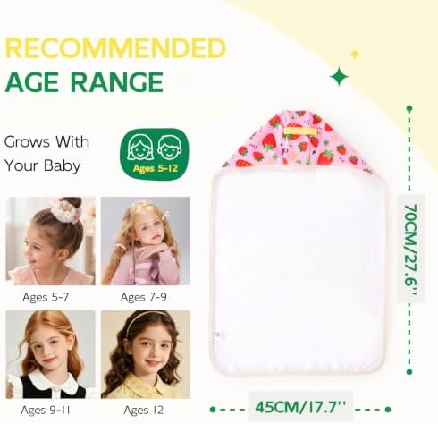 Years calm Kids Hair Towel Wrap, Wide Tail Microfiber (Strawberry) - Image 5