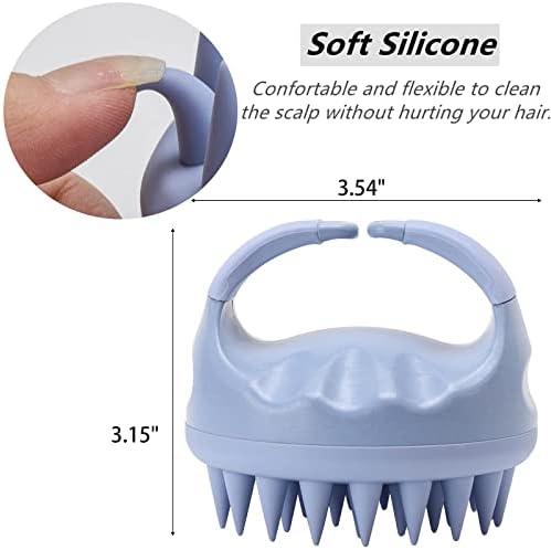 Silicone Hair Scalp Massager Shampoo Brush Scalp Scrubber Hair Washing Brush Exfoliating Brush Head Scrubber for Shower - Blue - Image 2
