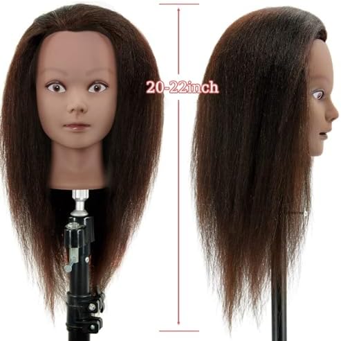 FABA Mannequin Head Human Hair 20"-22" Dark Brown 100% Real Hair - Image 3