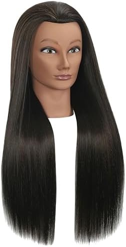 30 inches Brown 80% Human Hair Mannequin Head with Stand for Practice Manikin Doll Style Head Braiding Styling Updos Curling Cutting Cosmetology Barber Training Display - Image 3