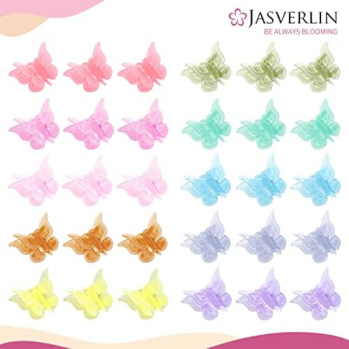 JASVERLIN Butterfly Clips for Hair, Mini Jelly Hair Claw Clips 50 Pcs - Image 2