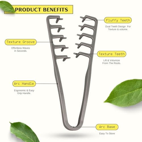 Wide Tooth Comb for Men | Textured Styling Comb for Curly Hair | Hair Volumizer Tool with Fluffy Texture | Plastic Quad Comb for Men's Hair Styling ((Black*1)/(Grey*1), Large) - Image 4