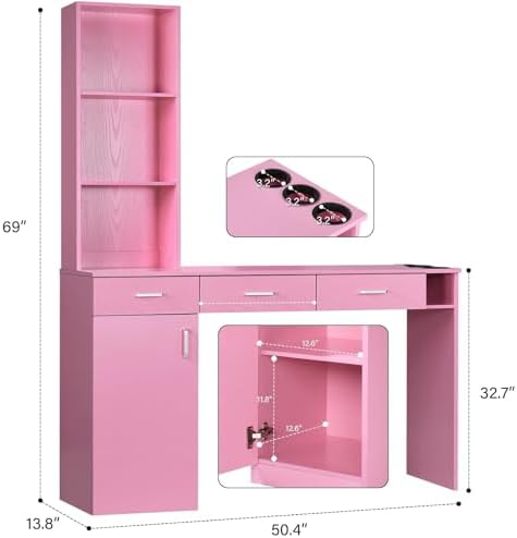 4ever2buy Salon Stations for Hair Stylist, Pink Barber Hair Salon Station - Image 4
