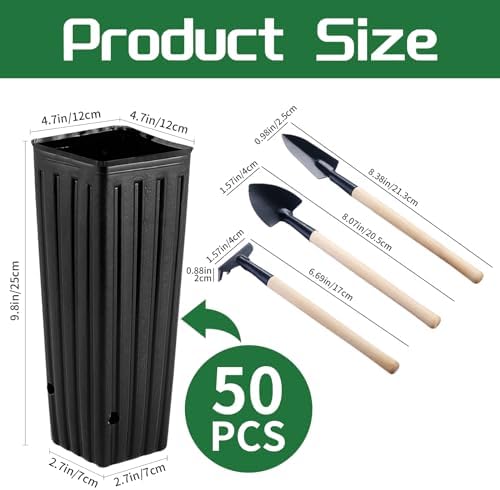50 Pcs 9.8" Tall Tree Pots Plastic Deep Nursery Treepots - Image 2