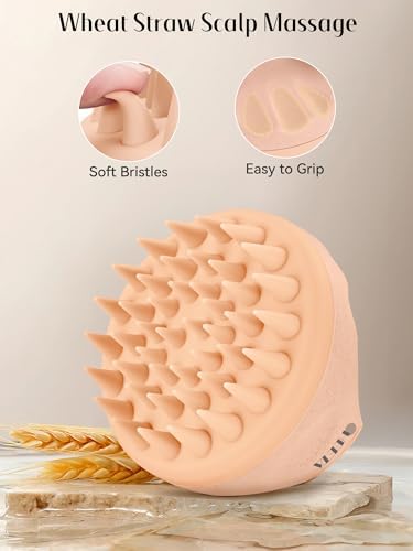 HEETA Silicone Bristles Scalp Scrubber & Massager for Hair Growth, Dandruff Removal & Relaxation - Shampoo Brush with Wet/Dry Hair (Pink & Blue) - Image 3
