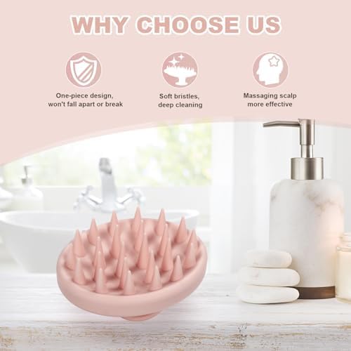 Meartchy Silicone Scalp Massager, Scalp Scrubber for Hair Growth with Soft Bristles, Scalp Exfoliator Brush Dandruff Removal Shampoo Brush for Wet Dry Scalp Care (Light Pink) - Image 6