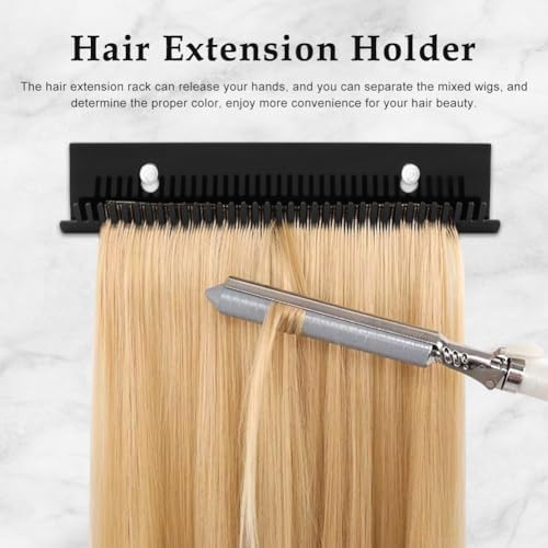 Hair Extension Holder for Styling, Hair Extension Hanger Braiding Hair Rack w/2 Suction Cups, Hair Extension Display Hair Hanger Tool for Washing, Coloring and Blow-Drying of Weft(COLOR:Black) - Image 3