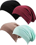 SATINIOR 4 Pieces Satin Lined Sleep Cap Silk Bonnet for Sleeping Women, Silk Hair Wrap Slouch Beanie Hat by SATINIOR