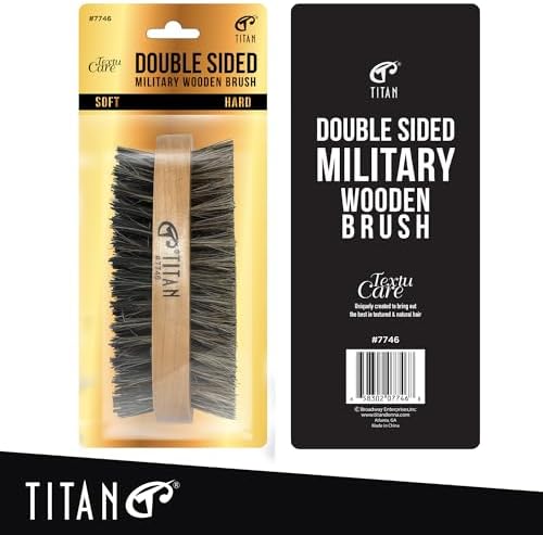 TITAN Double Sided Military Hair Brush – Soft & Hard Boar Bristle Wave Brush for Men – Dual-Sided Palm Brush with Wooden Handle for 360 Waves, Beard, and Hair Grooming - Image 2