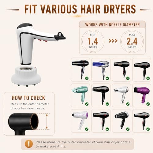 WPESI Diffuser Attachment for Hair Dryer,Hair Dryer Diffuser, Hair Diffuser Adaptable for Blow Dryers with D-1.4-Inch to 2.4-Inch for Curly or Wavy Hair,(White) - Image 5