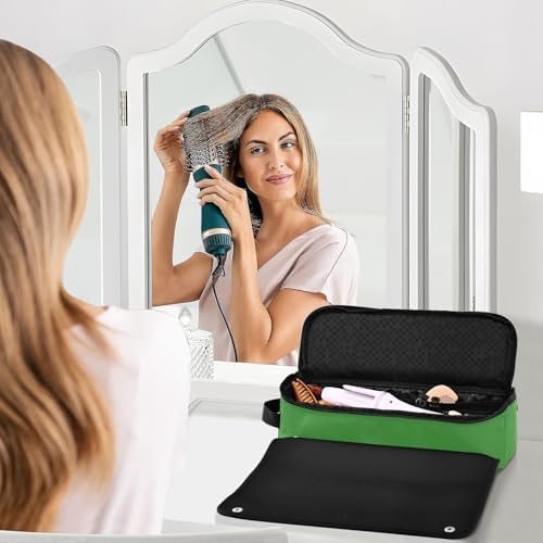 Hair Tools Travel Bag with Heat Resistant Mat Detachable 2-in-1 Curling Iron Travel Case Hot Tools Organizer for Straightener Flat Iron Dark Green - Image 6