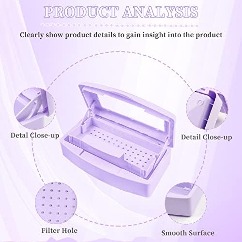 Nail Tool Sterilizer Box, Plastic Sterilizing Tray, Plastic Clean Sterilizing Box Storage Organizer for Nail, Tweezers, Eyelash Extensions, Hair Salon, Spa & Cutter Manicure Equipment(Purple) - Image 5
