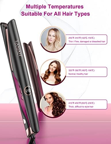 LANDOT 2-in-1 Hair Straightener and Curler, Ceramic Twist Iron Dual Voltage - Image 6