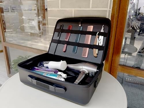 professional leather barber case black Makeup Stylist Train clipper case Hair Salon barber box． - Image 6