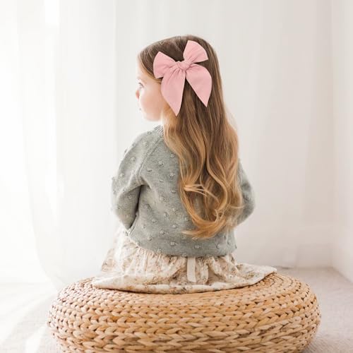 Niceye Big Hair Bows for Girls, Cotton Linen Alligator Clips, 5.5" Bows - Image 6