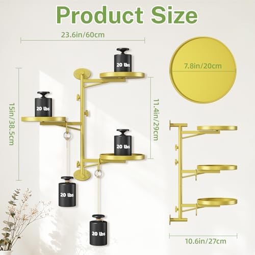 Wall Plant Holder, Rotating Floating Window Shelf, 3-Tier Gold - Image 3